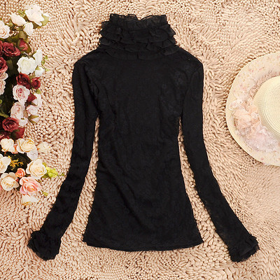 冬款加厚韓版蕾絲打底衫 雙層花邊領(lǐng)，優(yōu)雅與溫暖并存